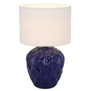 Diaz Modern Table Desk Lamp Light Fabric Ceramic Blue White Gloss