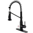 Matte Black Non-Touch Kitchen Faucet, Single Handle Spring Kitchen Sink Fauce...