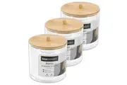 3x Boxsweden Bano 9.5x11cm Clear Accessories Container Organiser w Bamboo Lid
