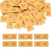 50 Pcs Handmade Leather Labels, Rectangle Handmade Tags with Hole, Yellow