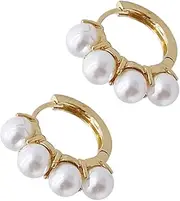 OATIPHO 1 Pair Pearl Ear-Rings Tiny Hoops Earrings Pearl Earrings for Women Piercing Earrings Pearl Earings Dangle Hoop Cuff Earrings Lady Earrings Ear Circles Ear Ornament Alloy