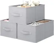 [Vailando] Linen Storage Bins for Home Storage & Organisation- Storage Boxes for Bedrooms, Closet, Shelves, Fabric Storage Bins for Organizing, Small, Grey, 3-Pack