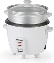 Geepas Rice Cooker & Steamer with Keep Warm Function, 600ML | 350W, Automatic Cooking, Non-Stick Inner Pot | Make Rice & Steam Healthy Food & Vegetables Includes Measuring Cup & Spatula