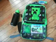 BRAND NEW MOJANG MINECRAFT 5 PIECE MEGA SET BACKPACK GREEN COLOR SEE DESCRIPTION