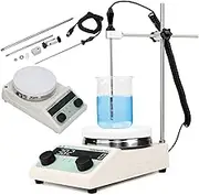 Magnetic Stirrer, 200 to 1500Rpm Adjustable Stainless Steel Magnetic Stir Plate, Magnetic Stirrer Hotplate with Stirring Bar & Support Stand, Max 300°C Heating Temperature, for Home Brewing