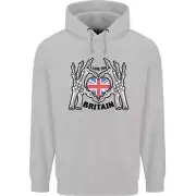 I Love You Great Britain Union Jack Flag UK Mens 80% Cotton Hoodie