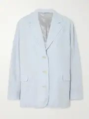 [Acne Studios] Acne Studios - Oversized Frayed Cotton And Linen-blend Blazer - Blue - EU 34 EU 34 Blue