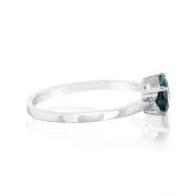 Sterling Silver Rhodium Plated Blue Heart Shaped Cubic Zirconia Ring, Q