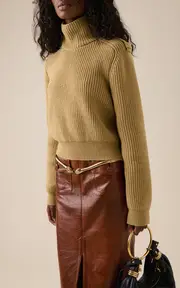 [Chloé] Ribbed-Knit Wool-Cashmere Turtleneck Sweater