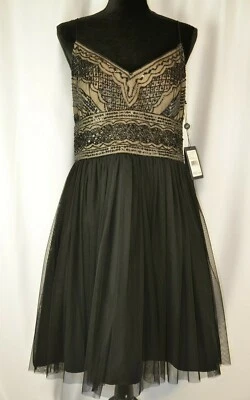New Adrianna Papell Dress Size 12 Spaghetti Strap Beaded Top Flowing Formal $198