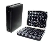 Black 60x Gem Diamond Gemstone Display Leather Case Collection Storage Box