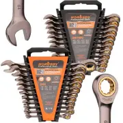 24-Piece Portable Ratchet Spanner Combination Set SAE Metric Wrench CRV 72 Tooth