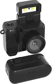 WUISOLQP Camera with Screen and Built-in Flash Light for Clear Night Recording Retro Mini Camera Recorder ABS Mini Camera, Comes with a Base