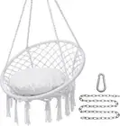 Y- Stop Hammock Chair Macrame Swing, Max 330 Lbs, Hanging Cotton Rope WHITE