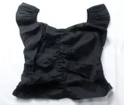White House Black Market Womens Flutter Sleeve Ruched Front Top AP2 Black Size:6