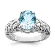 Sterling Silver Rhodium Sky Blue Topaz Ring