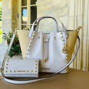 Michael Kors Phoebe Drawstring Studded Satchel/ wallet Option Large NWT Women