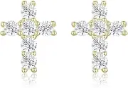 [Generic] Mens moissanite earrings stud - Jewelry 925 Sterling Silver Hip Hop Rock Cross Earrings for Women Men