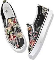 [XRH] Women's Slip on Shoes Fashion Canvas Sneakers Low Top Casual Shoes Non Slip Loafers