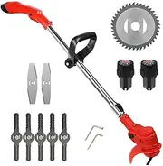 String Trimmer Cordless Weed Wacker, 12V Power Grass Trimmer with 3 Types Blades, Battery Powered Lawn Edger, Adjustable Height Electric Mower for Yard and Garden