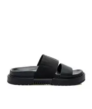 logo-embossed leather slides 39 black
