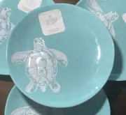 4 SIGRID OLSEN NEW!!! DINNER PLATES MELAMINE Turtle Sealife Turquoise AQUA Blue