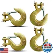 3/8" Clevis Slip Hook, 4 Pack Forged G70 Steel Clevis Hook with Safety Latch