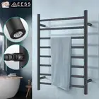 ACA Black Round Aluminum Electric Heated Towel Rack Wall Ladder Warmer 8 Bars