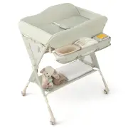 CostwayBaby Changing Table Foldable Diaper Changing Station Portable Newborn Nursery Organizer-Green