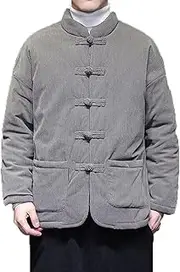 [Generic] Tang Suit Men Warm Thick Tai Chi Uniform Chinese Style Tang Suit,Winter Chinese Men Retro Tang Suit Thickened Coat