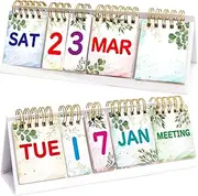 Perpetual Calendar Flip Desktop Boho Calendar with Day Date Month and Note for Office Plan Schedule Classroom Supply Home Kitchen Decor 8 x 2.7 Inches