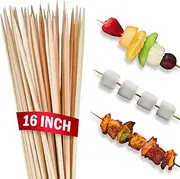 50-Pack Bamboo Skewers Sticks - Extra Long 16"" Marshmallow Roasting Sticks Thick Wooden Smore Sticks - Ideal for BBQ Kabob Grilling Barbecue Roasting Sticks