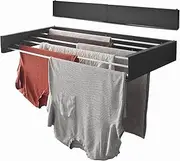 OurHouse Wall Mounted Clothes Airer, Indoor & Outdoor Retractable Clothes Drying Rack, Weatherproof, Foldaway, 6m Drying Space and 30kg of laundry, Easy install, Space Saving Drying (100cm Black)
