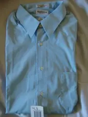 VAN HEUSEN Men's DRESS SHIRT Size 17 34/35 long sleeve Solid Blue Poplin NEW