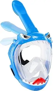 Full Face Snorkel Mask for Kids, Kids Snorkeling Set 180 Degree Panoramic View, Safe Anti-Leak Anti-Fog, Foldable Dry Top Snorkeling Gear for Kids Adult