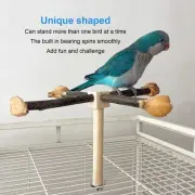 Rotating Perch Toy Wooden Bird Stand Exercise Toy With Chew Toy