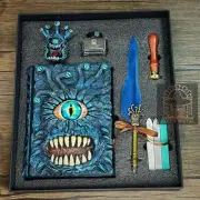 Blue Eye Tyrant Notebook Gift Set | Handmade Notebook for TTRPG, Sketchbook, Di