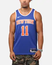 [Nike] Nike Jalen Brunson New York Knicks #11 Icon Edition 2022/23 Nike Dri-fit Nba Swingman Jersey Rush Blue - Size M M Rush Blue