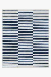 245' x 305' | Machine Washable Runner Rug | Kid & Pet Friendly | Indoor Rug | Offset Stripe Navy Outdoor Rug | Ruggable