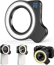 37mm+52mm Thread Macro Lens Fill Light, Portable Ring Light with High Power 32 LED/CRI 95+/ 45 Light Modes, Lens Attachments for All 37mm+52mm Filter/Camera