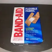 Band-Aid Brand Flexible Fabric Adhesive Bandages 30 Assorted Sizes New In Box