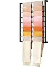 Wall Mount Scarf Display Stand Metal Clothing Rack, Golden Shawl Fabric Storage Display Stand in Clothing Store, Commercial Retail Store Sheets Belt Suit Pants Hanging (Black 80 * 120CM)
