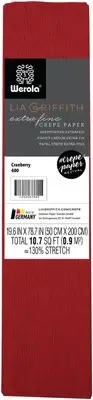 6 Pack Lia Griffith Extra Fine Crepe Paper 19.6"X78.7"-Cranberry LG11010