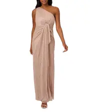 Adrianna Papell Stardust Pleated One Shoulder Gown