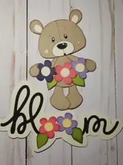 Premade Paper Piecing, Bear and Title Spring,Springtime, Spring Bear, Scrapbook
