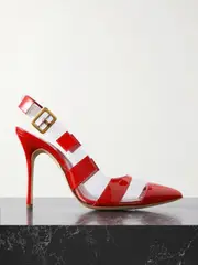 [Manolo Blahnik] Manolo Blahnik - Uxra 105 Patent-leather And Pvc Slingback Pumps - Red - IT38 IT 38 Red