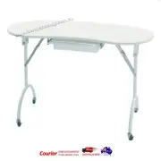 Manicure Portable Nail Table With Drawer Lockable Wheels