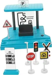 DIY Boys and Girls Model Train Station Platform Decorative Train Track Toys Pretend Station Platform Toy