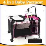 4 IN 1 Baby Bassinet Travel Cot Infant Portacot Crib Co Sleeper Bed Foldable AU