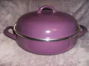 NEW EGGPLANT COVERED BUFFET ENAMELED STEEL COOKWARE NON-STICK LIFETIME WARRANTY
